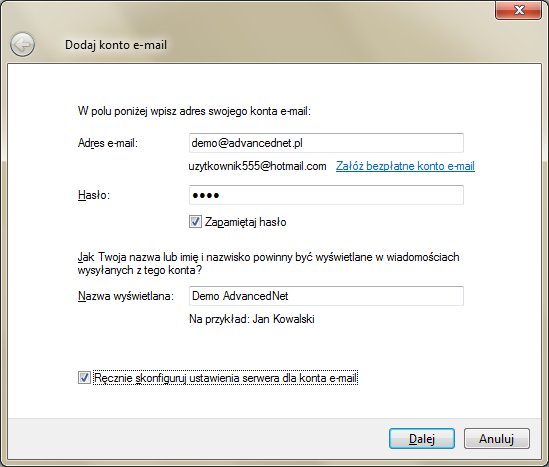 Konfiguracja konta e-mail w Windows Live Mail Konfiguracja konta e-mail w Windows Live Mail