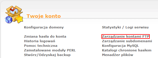 Zarządzanie kontami FTP